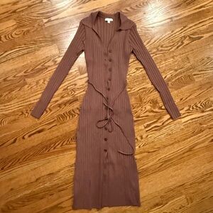 Elegant Brown Button-Up Dress